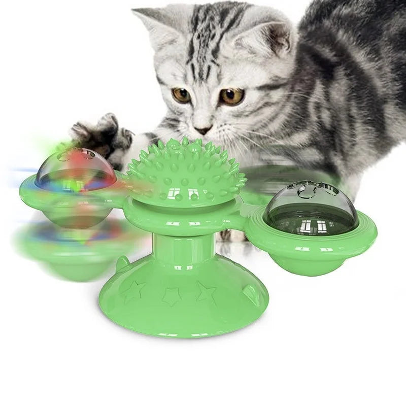 Windmill Cat Puzzle Toy with Spinning Treat Pods