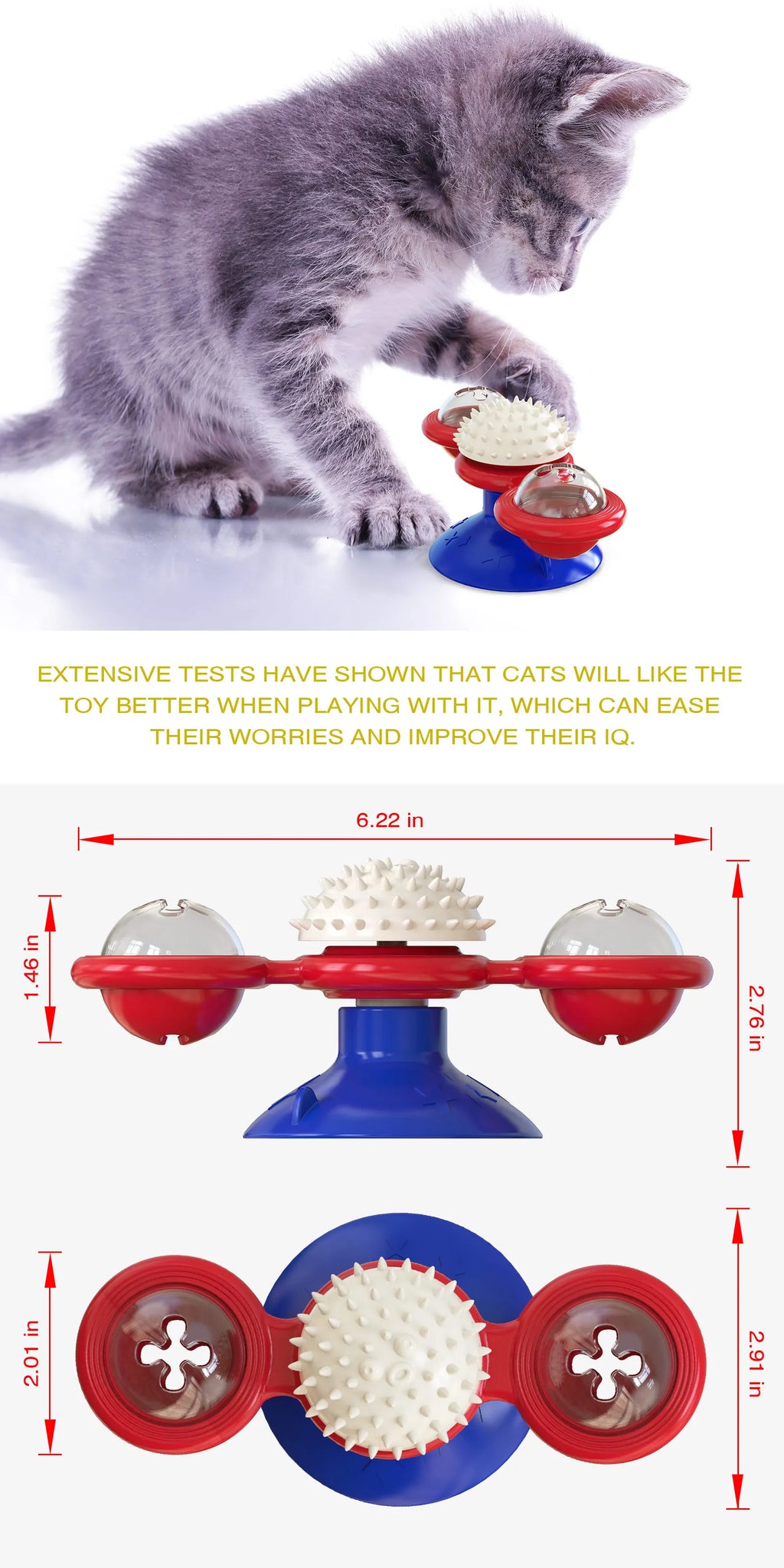 Windmill Cat Puzzle Toy with Spinning Treat Pods