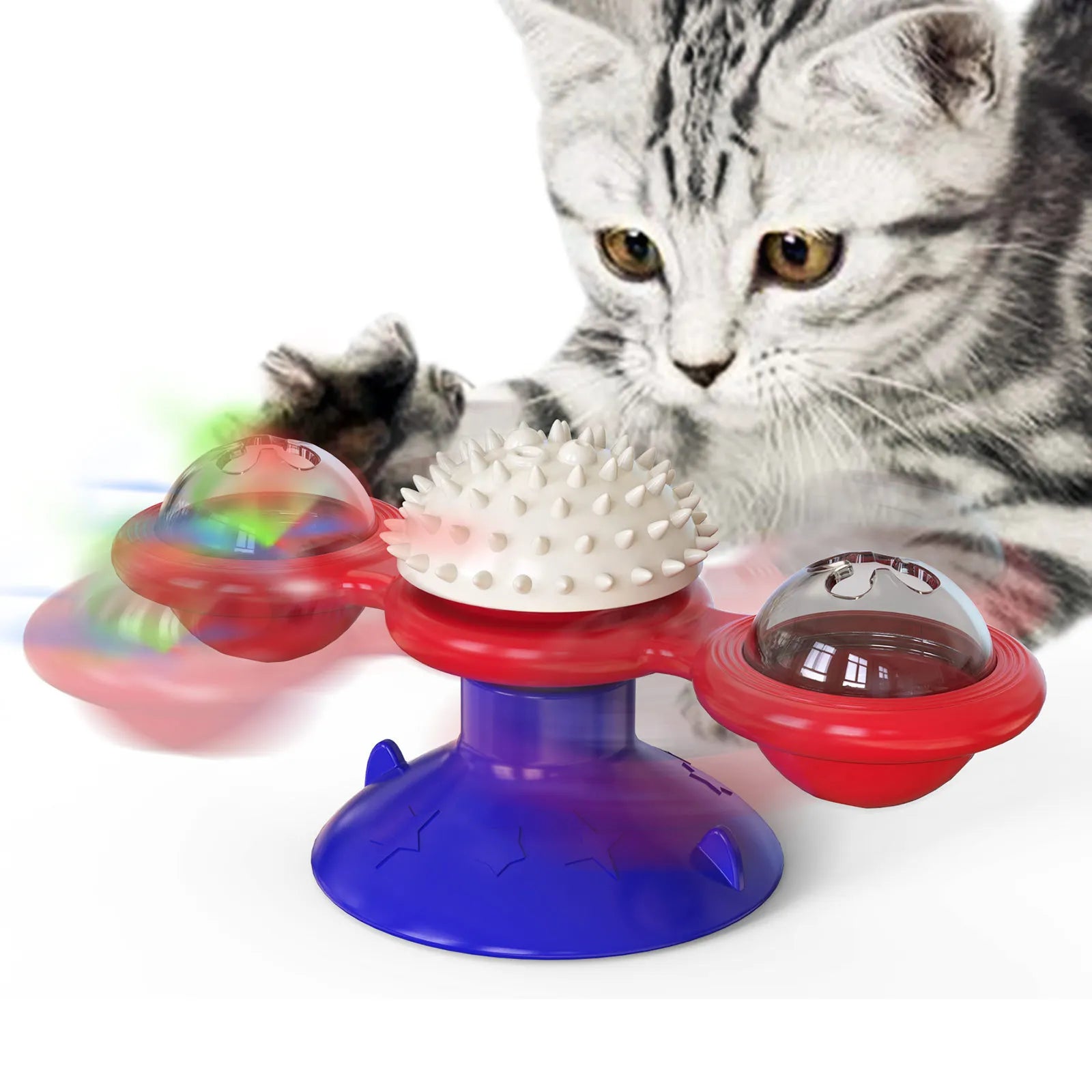Windmill Cat Puzzle Toy with Spinning Treat Pods