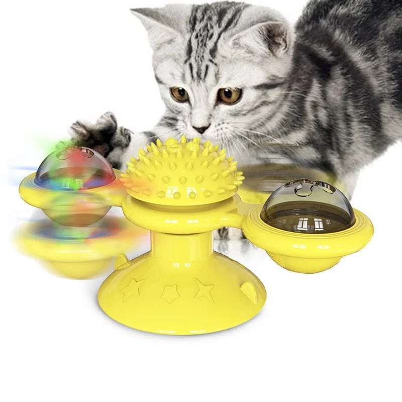 Windmill Cat Puzzle Toy with Spinning Treat Pods