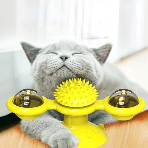 Windmill Cat Puzzle Toy with Spinning Treat Pods