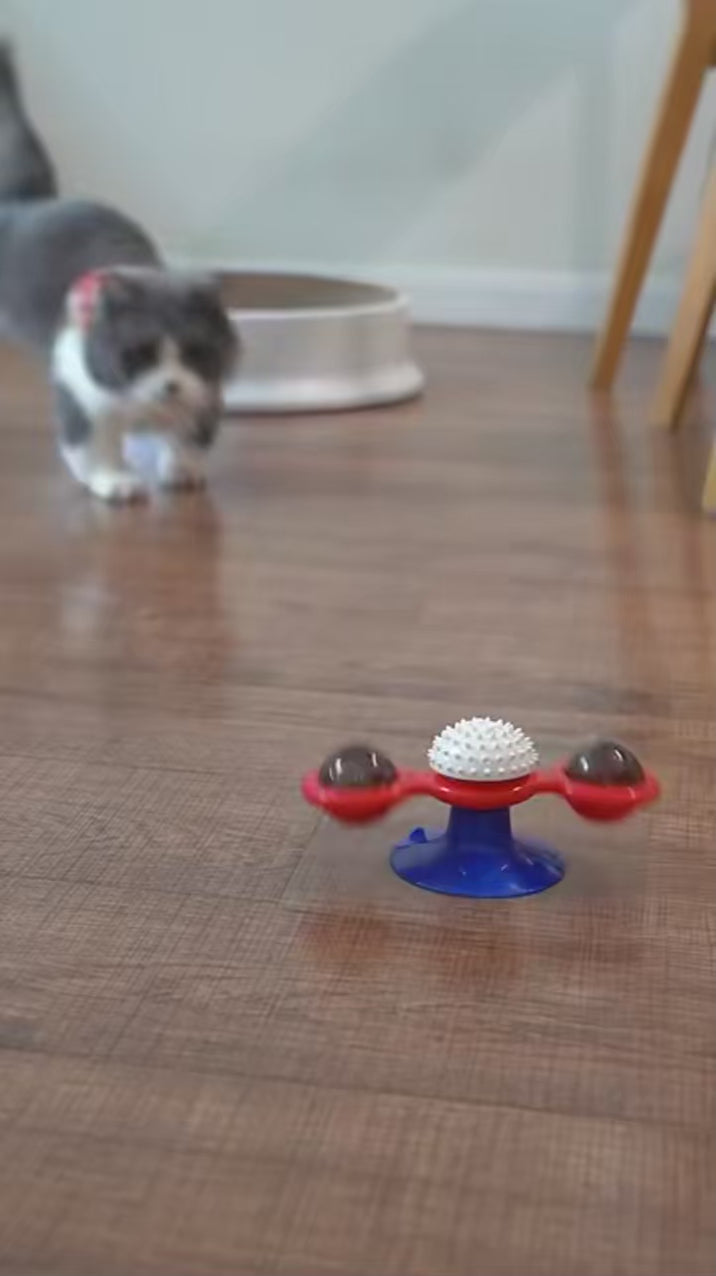 Windmill Cat Puzzle Toy with Spinning Treat Pods
